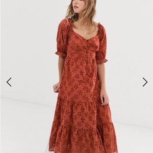 ASOS DESIGN button through tiered midi Dress